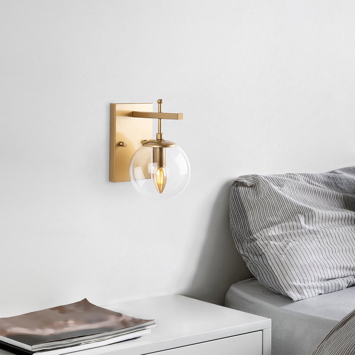 Opviq Lámpara de Pared Dorada con Tapa de Cristal